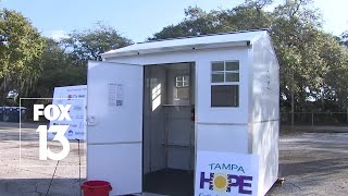 Tiny home community opens for the homeless in Tampa [upl. by Darooge]