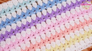 EASY Crochet Baby Blanket  Rainbow Kisses Mark 2 Pattern Variation [upl. by Hgierb]