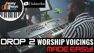 How To Apply Drop 2 Chord Voicings To Gospel Piano Chord Progression [upl. by Nyladnor340]