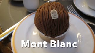 Mont Blanc  A dessert of sweetened chestnut puree topped with whipped cream Angelina Cafe in Paris [upl. by Denton971]