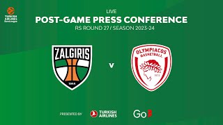 Žalgiris  Olympiacos  Press Conference  EuroLeague 202324 Round 27 [upl. by Nnyluqcaj154]