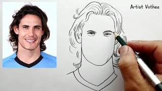 Drawing Realistic Edinson Cavani Player Football soccer [upl. by Aser]