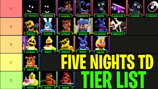 New Five Nights TD Tier List 2024  All Units Ranked From Best To Worse [upl. by Nnair]