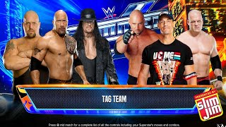 The Rock Big Show amp Undertaker vs John Cena Goldberg amp Kane  Tag Team Match WWE 2K24 [upl. by Perreault]