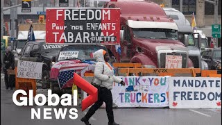 Trucker protests Complications arise as Ottawa police commit to ending convoys “occupation” [upl. by Ytinav]