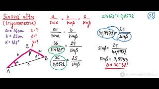 Sinová věta v obecném trojúhelníku [upl. by Ialocin]