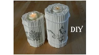 DIY Kerzenständer aus Zeitungspapier candle holder made out of newspaper [upl. by Anyahs]