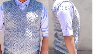 TejiendoconMarylu suéter o chaleco para hombre tejido a dos agujas mens knitted sweater [upl. by Larual]