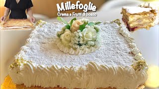 MILLEFOGLIE CREMA E FRUTTI DI BOSCO torta decorata facile e veloce [upl. by Sabella]