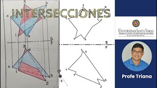 Interseccion y visibilidad entre planos  Geometria Descriptiva  USTA 📐📏 [upl. by Koppel]