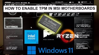 How to enable TPM 20 in MSI Motherboards BIOS IntelRyzen in Windows 10 [upl. by Wadsworth]