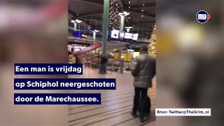 Marechaussee schiet man met mes neer op Schiphol [upl. by Yobybab]