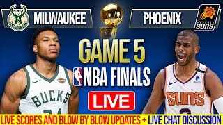 LIVE NBA Finals Game 5 Milwaukee Bucks vs Phoenix Suns Finals  Scores and Updates Giannis Booker [upl. by Akinaj]