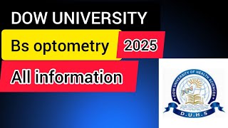 Dow University BS optometry admission 2025dow university admission 2025 [upl. by Malissia128]