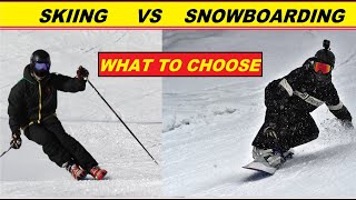 Skiing vs Snowboarding for beginners [upl. by Ettedualc]