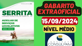 GABARITO EXTRAOFICIAL  SERRITAVarjota  Nível Médio  Auxiliar Legislativo e Guarda  CONSULPAM [upl. by Machutte]