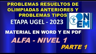 🔺🔺ONEM 2023 ETAPA UGEL  NIVEL 1  SOLUCION PARTE 1 [upl. by Yretsym]