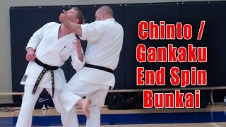 Practical Kata Bunkai Chinto  Gankaku End Spin Bunkai [upl. by Annaek]