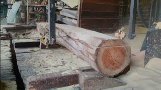 Sawing 2 Stright Logs  Sawmilling Wood Work  Sawmill Logs Cutting Work [upl. by Trammel]