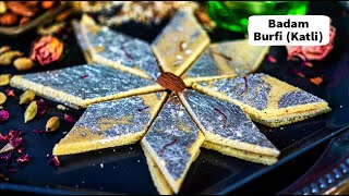 Badam Burfi with Almond Flour  Badam Katli From Scratch  Almond Burfi  Almond Fudge [upl. by Derfnam848]