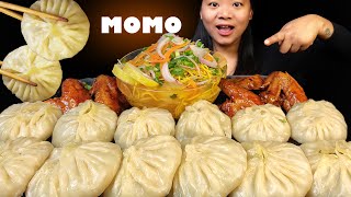 Eating Big Pork Chicken Mixed MOMO  Spicy Glazed Chicken Wings  Spicy Thukpa  Nepali Mukbang [upl. by Noman]