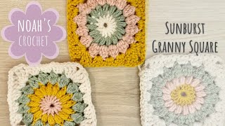 Super makkelijke sunburst granny square  dekentje  haken tutorial grannysquare crochet [upl. by Anneg]