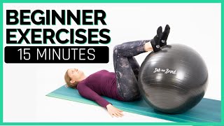 15 Minute Beginner Exercise Ball Workout Workout with Jordan [upl. by Hallerson]