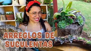 Plantando suculentas en troncos de madera │Candy Bu [upl. by Mooney245]