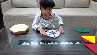 Mokshs Montessori Sensorial Activity With The Small Hexagonal Box Making Geometry Shapes Activity [upl. by Ahtabat394]