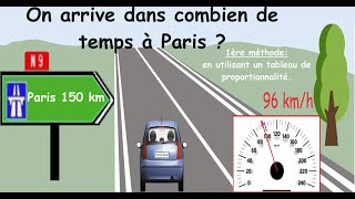 Comment calculer le temps avec la vitesse et la distance en utilisant tableau de proportionnalité [upl. by Woodberry]