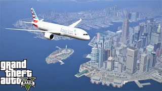 Boeing 7879 Dreamliner Flying To Liberty City From Los Santos in GTA 5 [upl. by Orme]