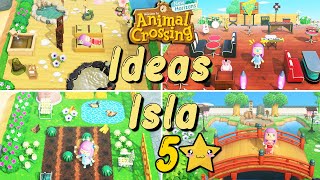 IDEAS para una ISLA DE 5 ⭐⭐⭐⭐⭐  Códigos descarga diseños  Animal Crossing New Horizons [upl. by Ymirej]