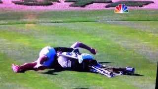 Caddy Race Wipeout 16th hole 2013 Waste Management Phoenix Open Golf Slo Mo Fall Wipeout [upl. by Bartram]