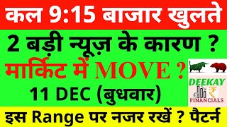 कल 915 बाजार खुलते Nifty Prediction For Tomorrow Banknifty Wednesday 11 December Market Prediction [upl. by Clarkin919]