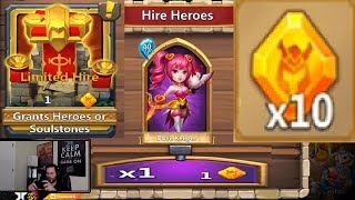 New Hire Heroes With HERO CRYSTALS 10 Total Castle Clash [upl. by Marashio]