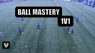 BALL MASTERY  1V1  U9  U10  U11  U12  FOOTBALL  SOCCER  TRAINING  EXERCISE [upl. by Geis]