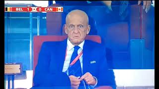 Legend Referee Pierluigi Collina Unhappy with something during Belgium  Canada Match [upl. by Gabie398]