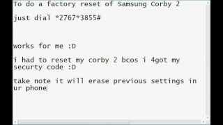 How To Reset Password On Samsung Corby 2 [upl. by Esilehs]