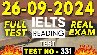 IELTS Reading Test 2024 with Answers  26092024  Test No  331 [upl. by Witkin]