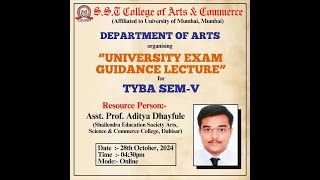 quotUNIVERSITY EXAM GUIDANCE LECTURE FOR TYBA SEMV quot [upl. by Lhamaj]