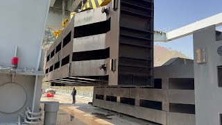 Heavy Spillway Gate Lifted by Crane dam water [upl. by Avle261]