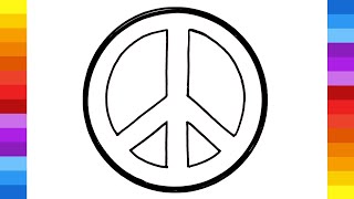 How to draw Peace Symbol Easy Step by Step Marker drawing [upl. by Eynobe]