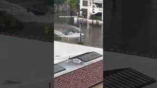 Tesla plows through flooded San Diego street [upl. by Nimaynib]