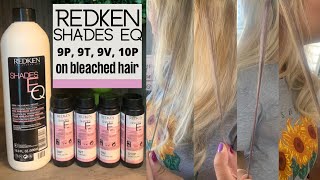 Redken Shades EQ 9T 9P 9V amp 10P on bleached hair [upl. by Nylarac]