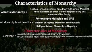 Monarchical form of government characteristics Merits and demerits Types of government series [upl. by Ellebasi980]