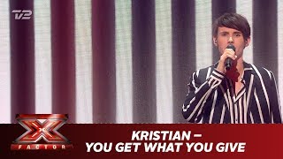 Kristian Kjærlund synger ’You Get What You Give’  New Radicals Live  X Factor 2019  TV 2 [upl. by Cavan]