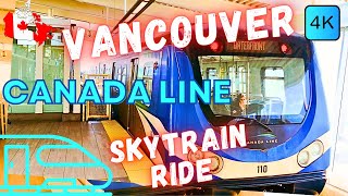 🚄 VANCOUVER CANADA 🇨🇦 – SKY TRAIN – CANADA LINE – WATERFRONT TO YVR AIRPORT – 4K RIDE [upl. by Llednohs334]