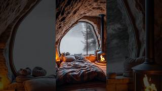 Blizzard and Relaxing Fireplace in a cozy cave relax [upl. by Jews]