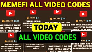 Memefi all video codes  Memefi youtube video code  memefi video code today  memefi video code [upl. by Greeley]