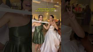 Transformei o vestido da noiva em um modelo curto 👰🏻‍♀️🥂Tutorial customizacao casamento [upl. by Aroled]